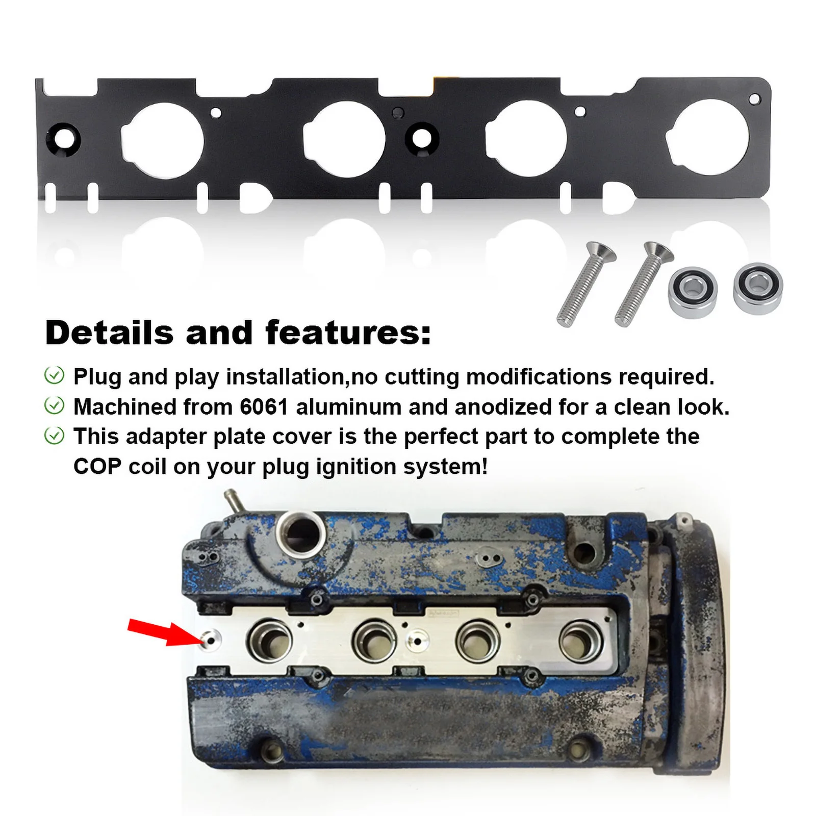 CNSPEED Coil Plate Kit Aluminum Coil on Plug Cop Conversion Kit For Honda Prelude H22 F20B H23A VTEC Ignition Coil Brackets
