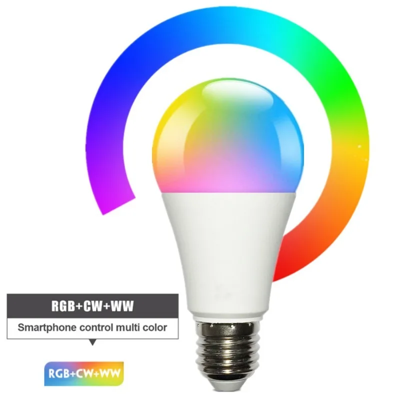 

E27 Bulb Wireless Bluetooth 4.0 Smart Tuya APP Control Dimmable 15W E27 RGB+CW+WW LED Color Change Lamp Compatible IOS/Android