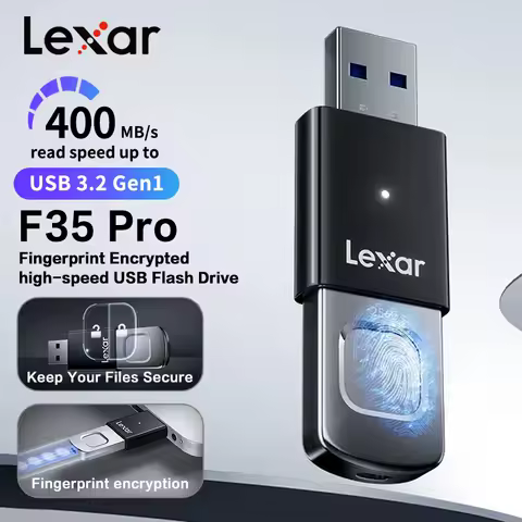 Lexar 128GB Fingerprint F35 PRO USB 3.2 Up to 400Mb/s High Speed Pen Drive 64GB 256GB Memory Pendrive Metal U disk for PC