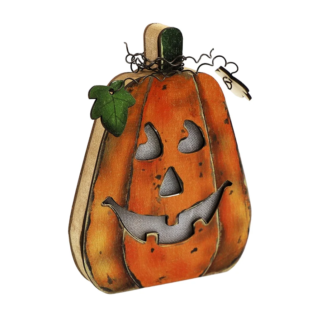 

1pc Pumpkin Decorative Lamp Halloween Party Light Wooden Garden Statue Night Lantern Home Festive Atmosphere Cozy House Display