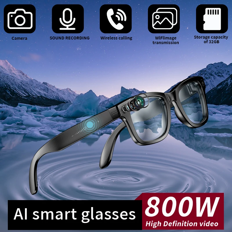 

New 800W HD Camera AI Smart Glasses Ultra Clear Video Recording Photo WIFI Image Transmission Sunglasses Anti-blue Light Glasses