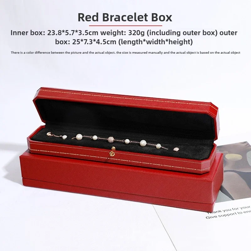 Top Luxury Fashion Travel Red Watch Bag Necklace Stud Earrings Ring Pendant Bracelet Storage Jewelry Gift Collection Box No Logo