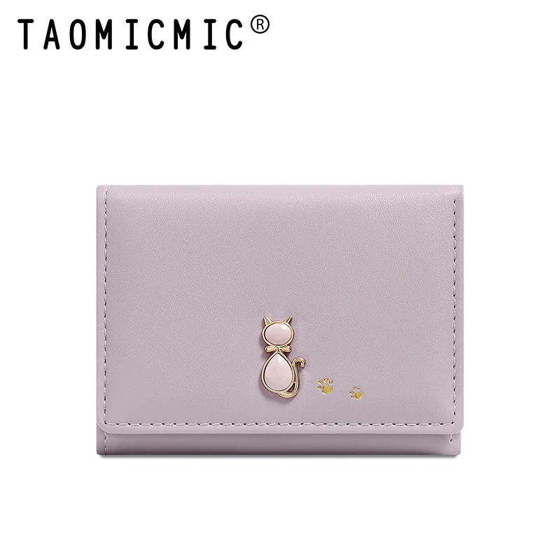 Кожаный кошелек с милым котом для женщин, чехол для карт большой емкости, короткий женский кошелек Tarjetero Carteiras Femininas Billeteras Mujer