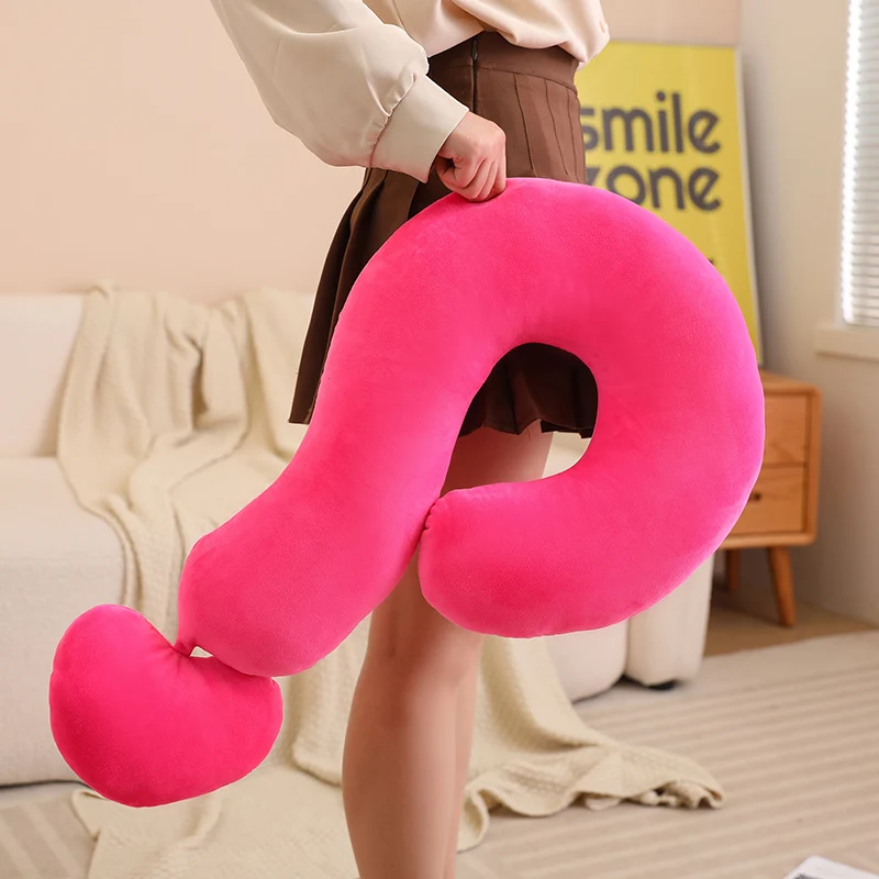 Creative Anime Colorful Question Mark Love Heart Plush Neck Pillow Cute Stuffed Soft Comfort Sofa Cushion for Kawaii Room Decor