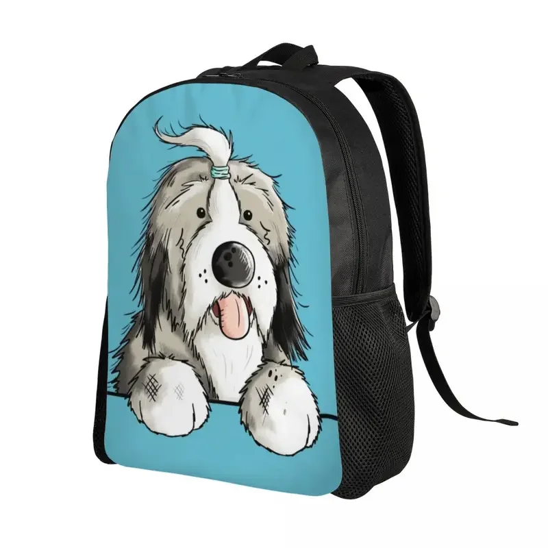 Happy Bearded Collie Dog Laptop Backpack Women Men Fashion Bookbag for College School Student Pet Animal Bags