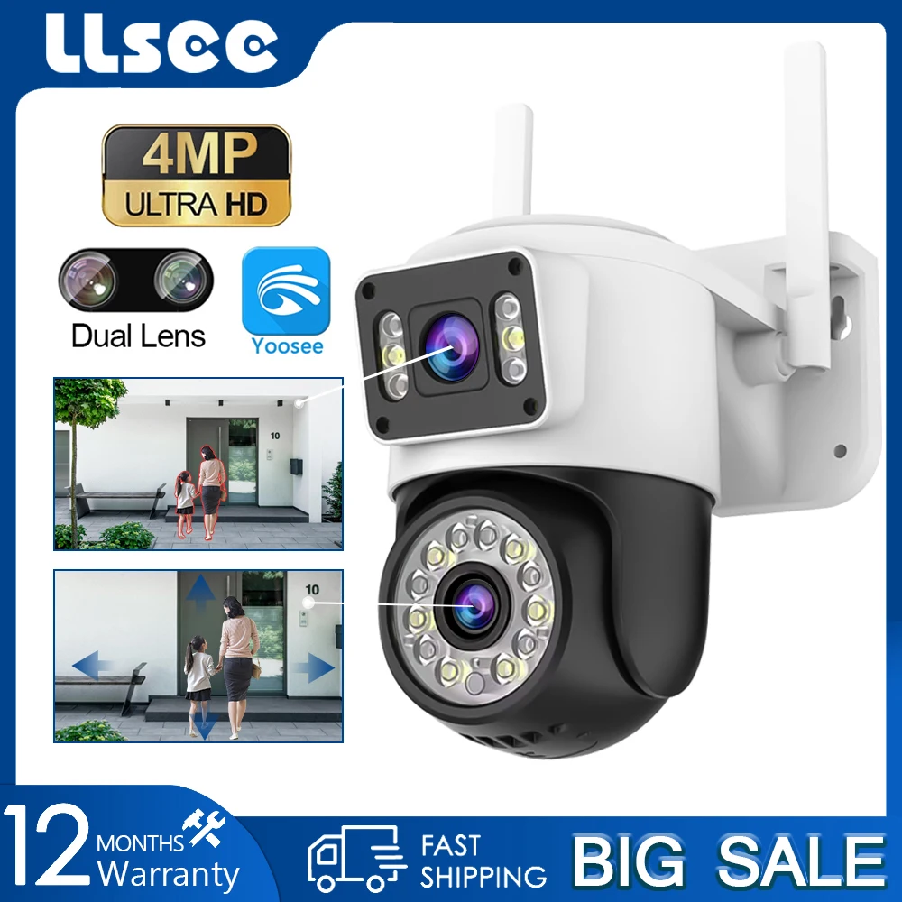 LLSEE, 4MP, HD, CCTV camera WIFI, wireless camera Yoosee, PTZ outdoor IP security camera, full color, two-way call, AI tracking