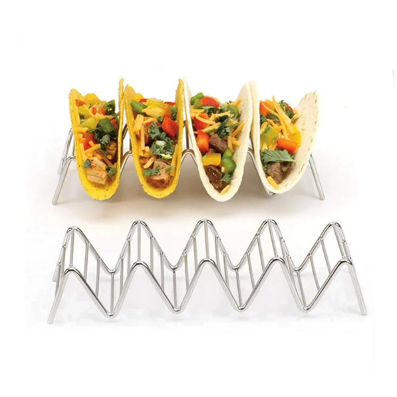 Taco Holder Stainless Steel Stand Mexican Food Rack Shells 4 Slots Kitchen Baking Tool Pie Tools Bakeware Kitchen Tools