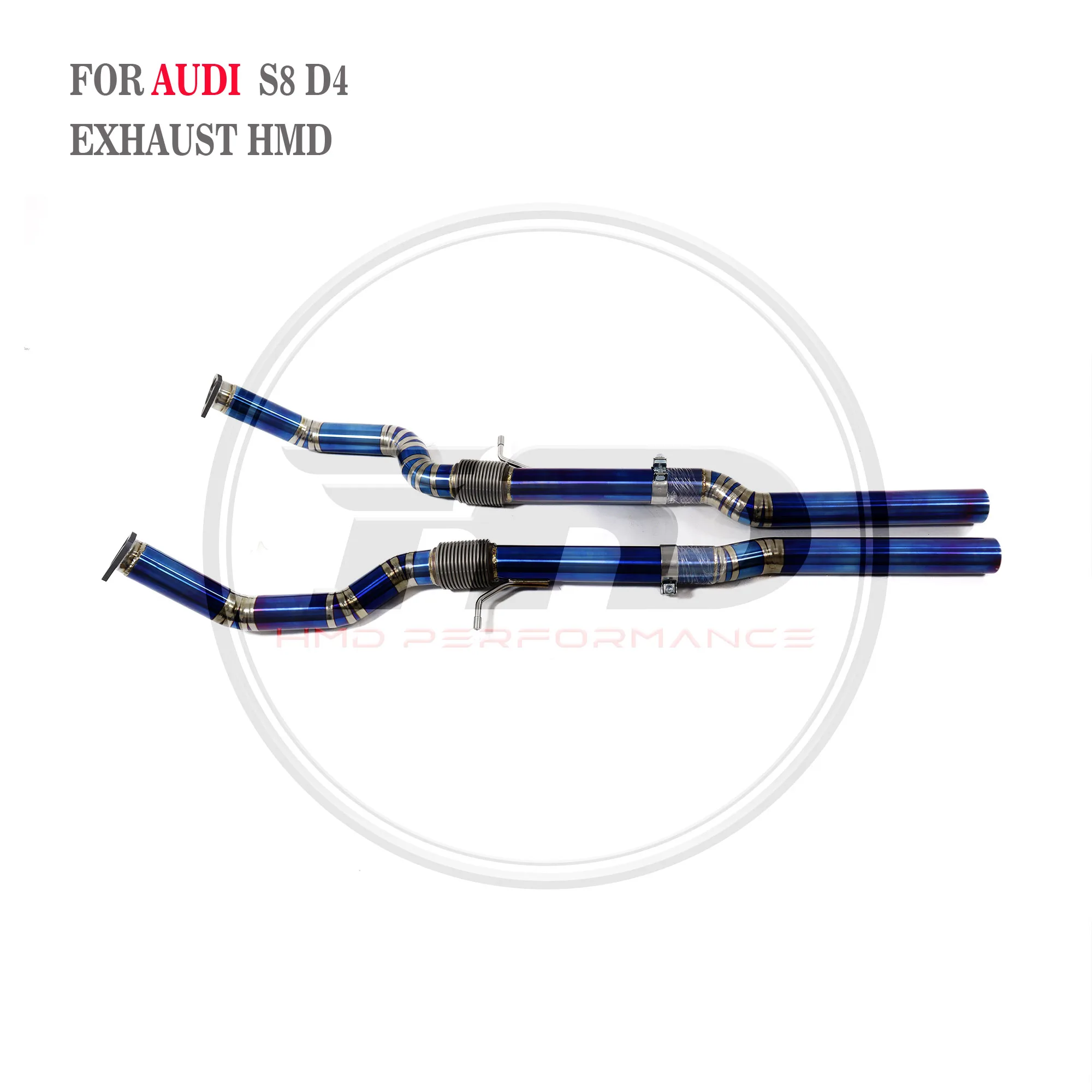 HMD Titanium Exhaust System Performance Middle Pipe for Audi A8 S8 D4 4.0T Without Resonator