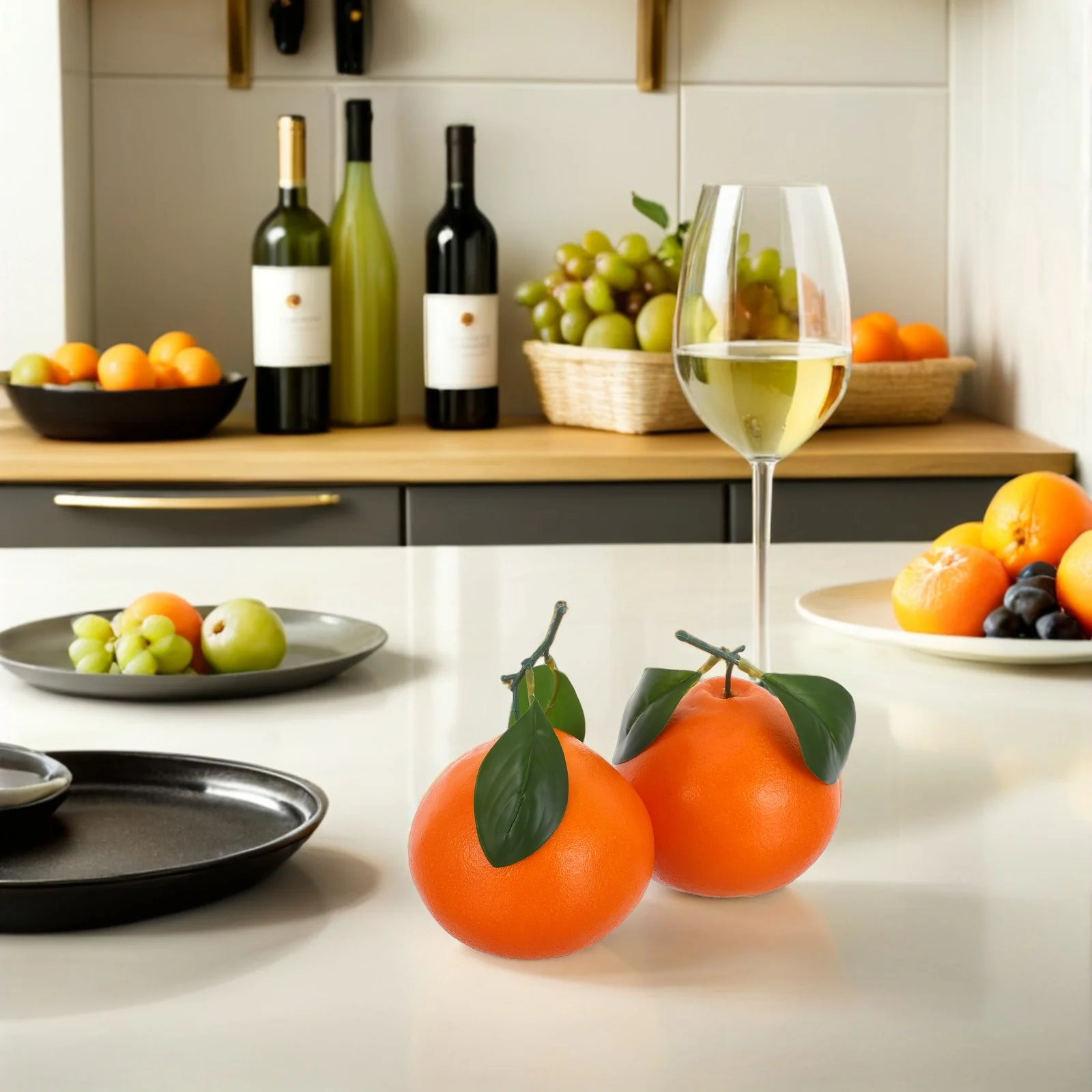 

2pcs Artificial Oranges For Decor Realistic Fake Fruit Set Lifelike Orange Decorations Home Party Props -