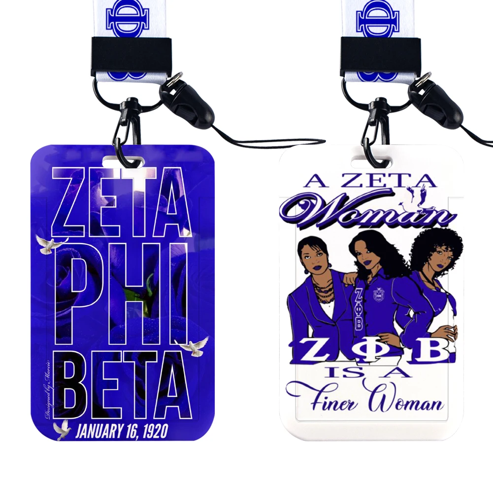 Zeta Phi Beta Sorority ZFB sodalit ID Card Holders Lanyard Credit Card Badge Holder Girl Retractable Clip Business Cardholder