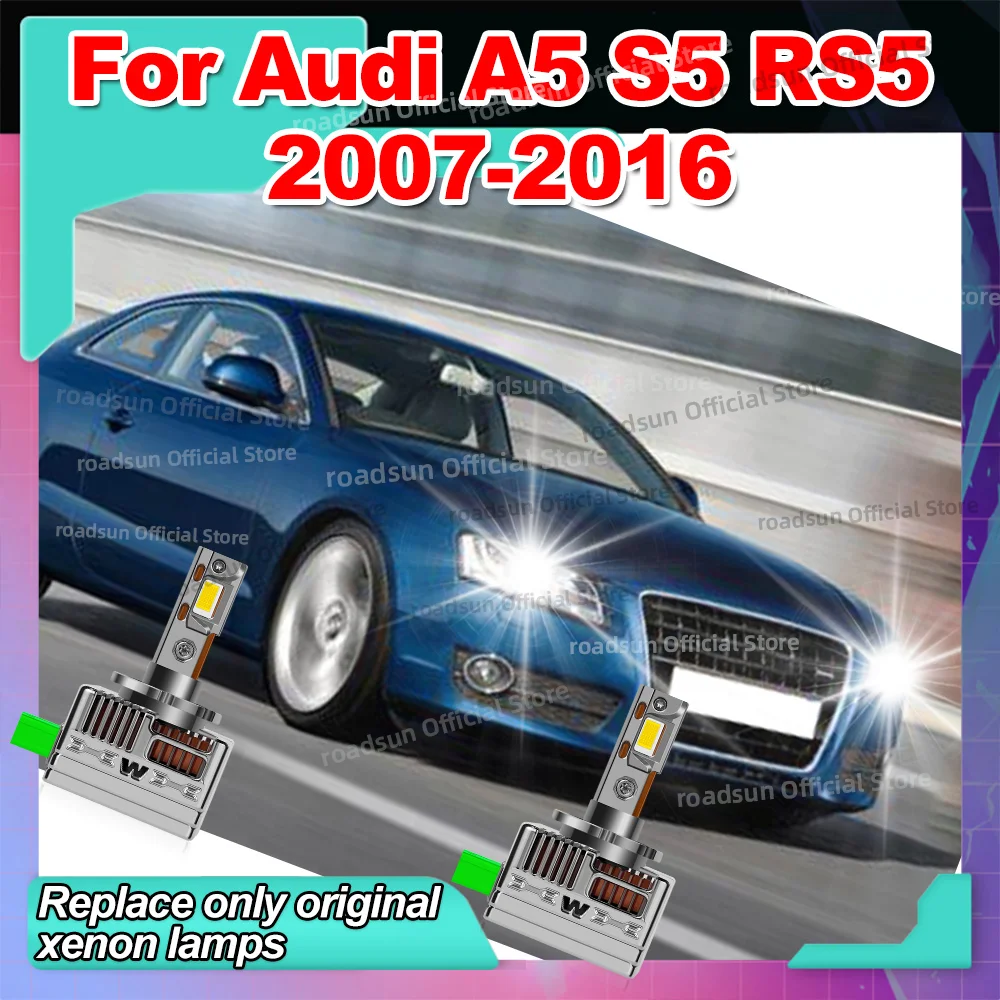 

50000LM Headlight LED Canbus 6000K Replace Original Xenon Lamp For Audi A5 S5 RS5 2007 2008 2009 2010 2011 2012 2013 2014 2015