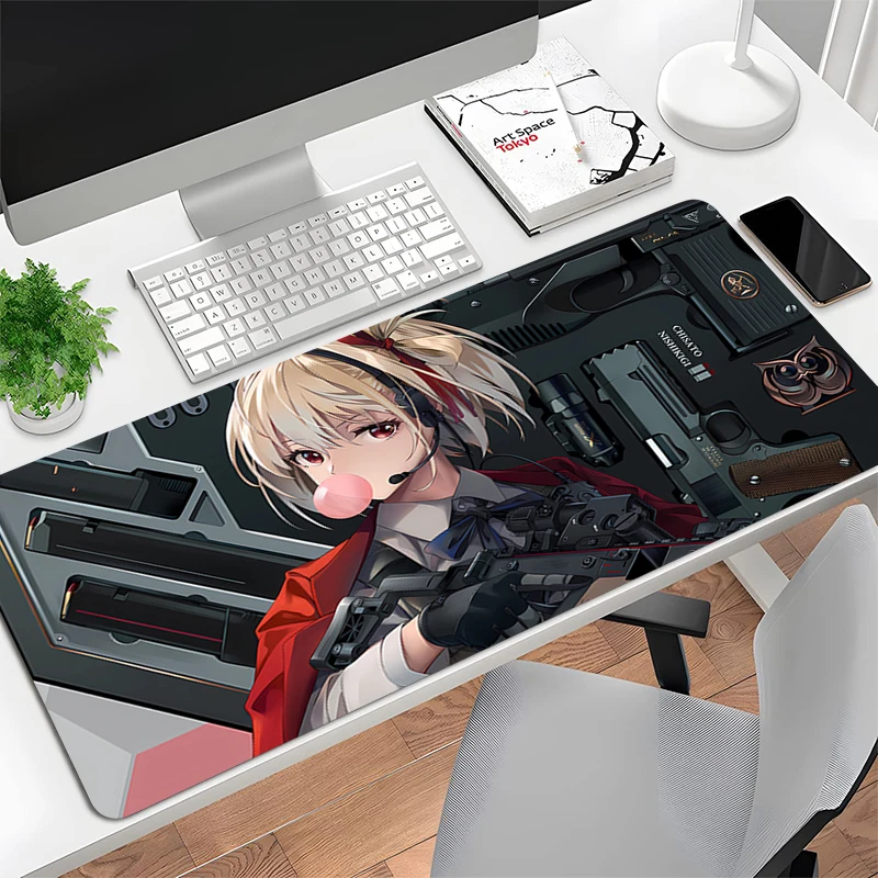 Large Gaming Mouse Pad Non-Slip Rubber Game Mouse Computer Keyboard Mats PC carpet Lycoris Anime Girls and guns Mousepads xl xxl