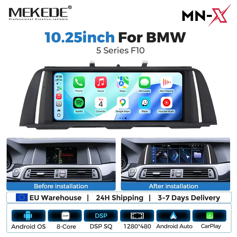 MEKEDE 10.25" Sistema Linux/Android, Carplay Wireless, Android Auto per BMW Serie 5 F10 F11, sistema CIC NBT 2011-2017, autoradio, lettore multimediale video, navigazione GPS, autoradio stereo,