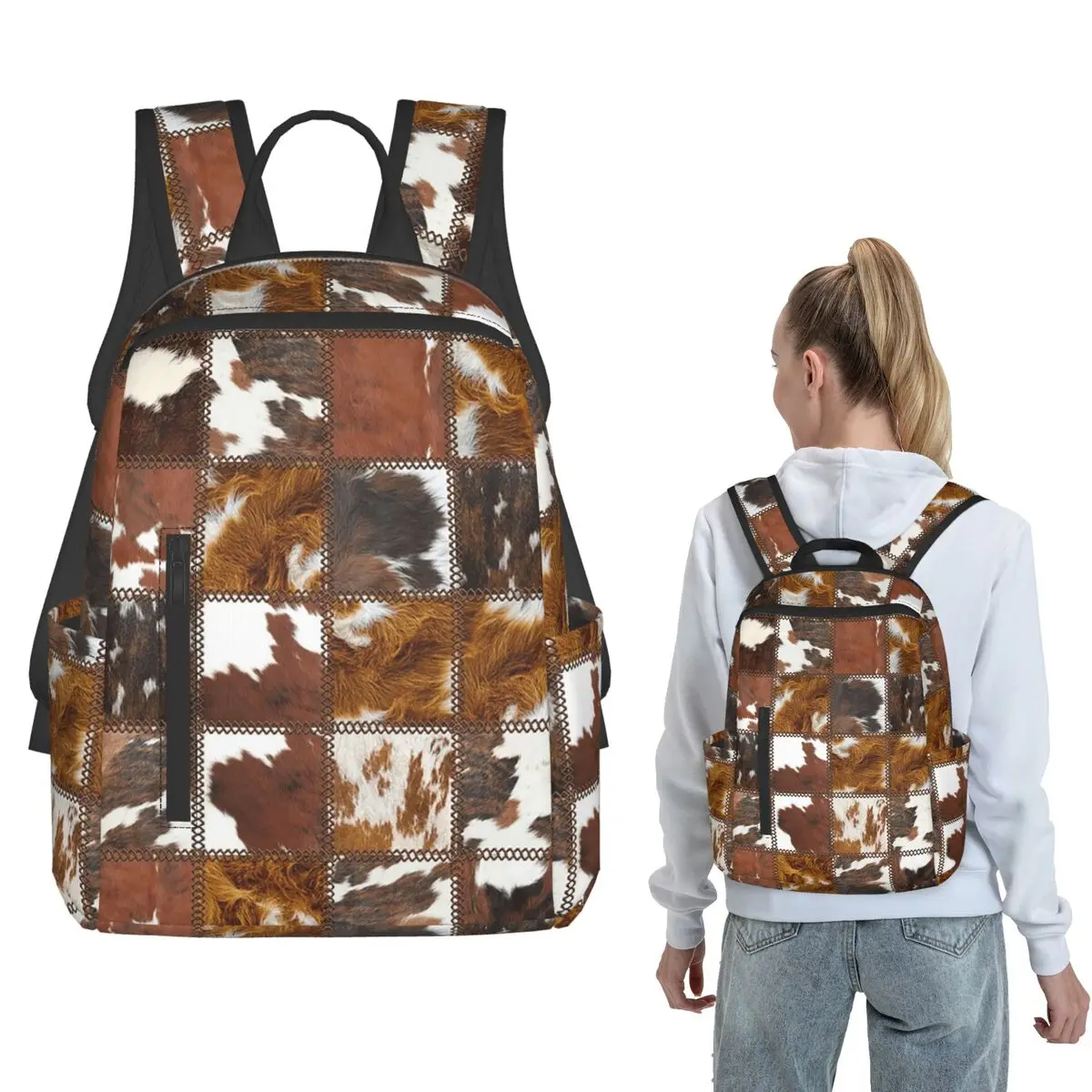 

Cattle Collage (photograph, Smooth Print) Backpack Large Capacity Children BookBag School Bag Shoulder Bags for Men Women