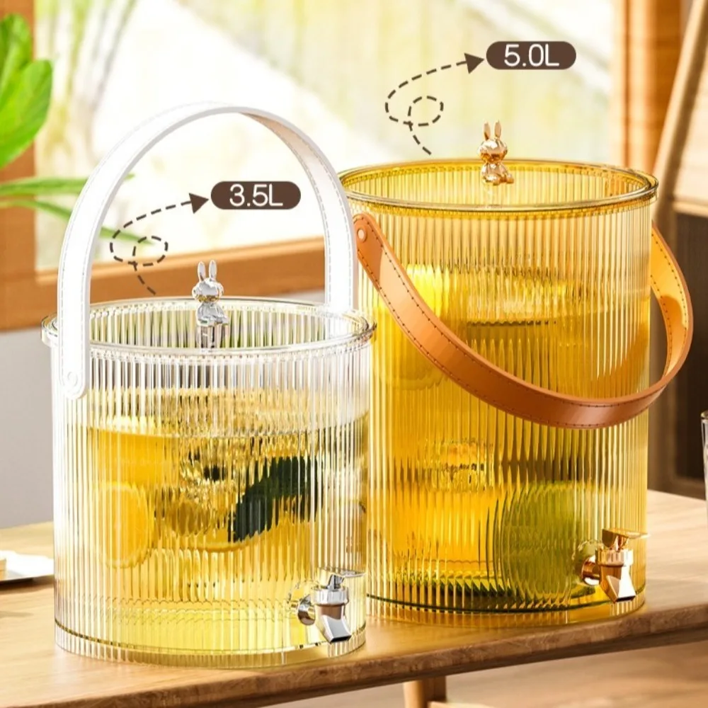 

3.5/5L Large Capacity Cold Water Kettle Plastic with Faucet Fruit Tea Cold Brewing Kettle Household Clear Beverage Juice Bucket