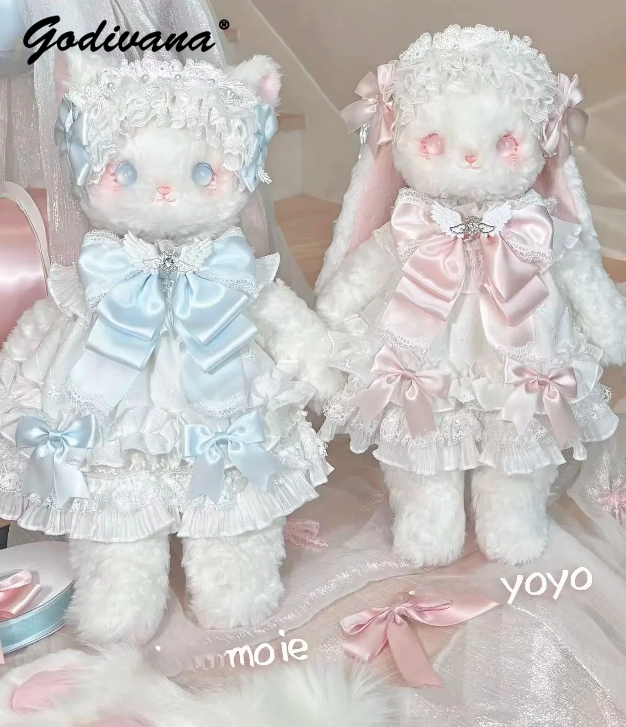 Angel Kitten Rabbit Sheep Lolita Cute Stuffed Doll Bag Sweet Girls Plush Crossbody Cartoon Daily Shoulder Bags Female