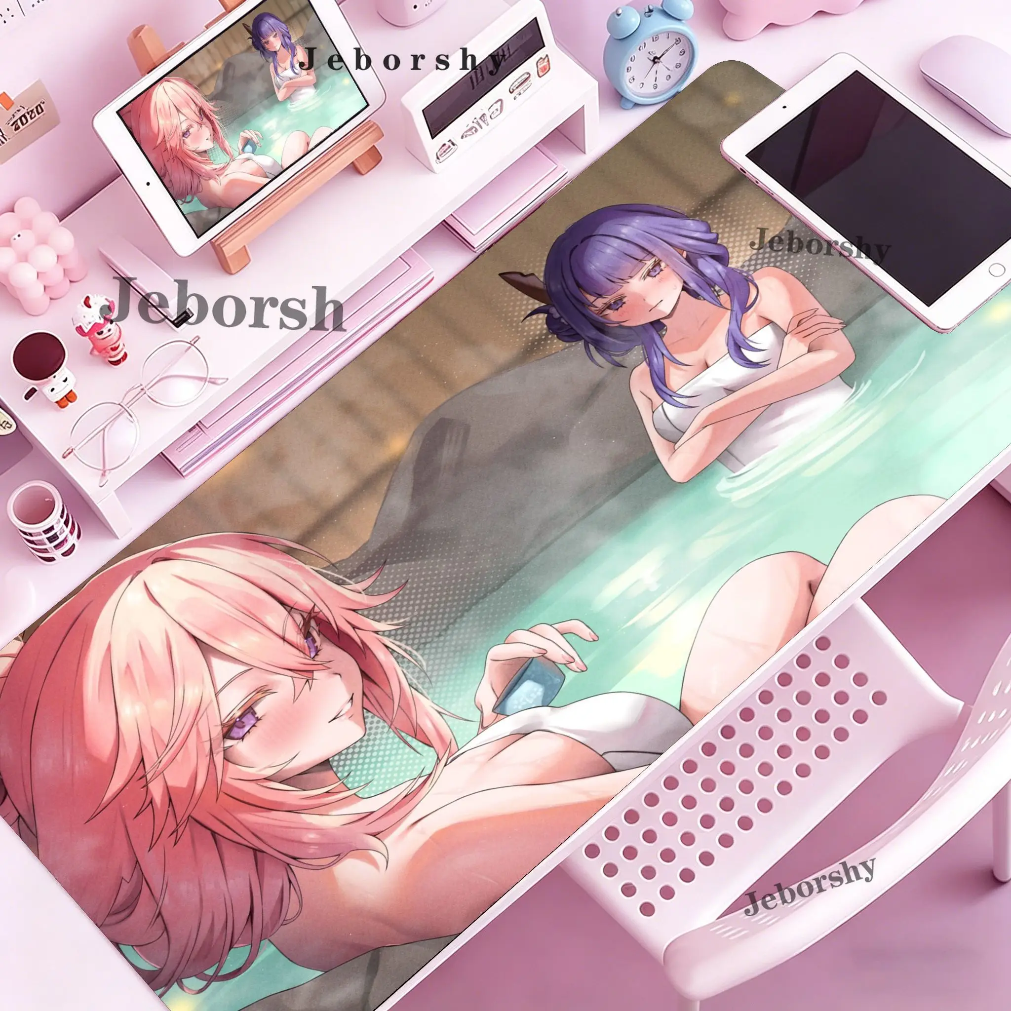 Yae Miko Genshin Impact Mousepad HD Printing Computer Gamers Locking Edge Non-slip Mouse Pad Keyboard PC Desk Pad 4 sold