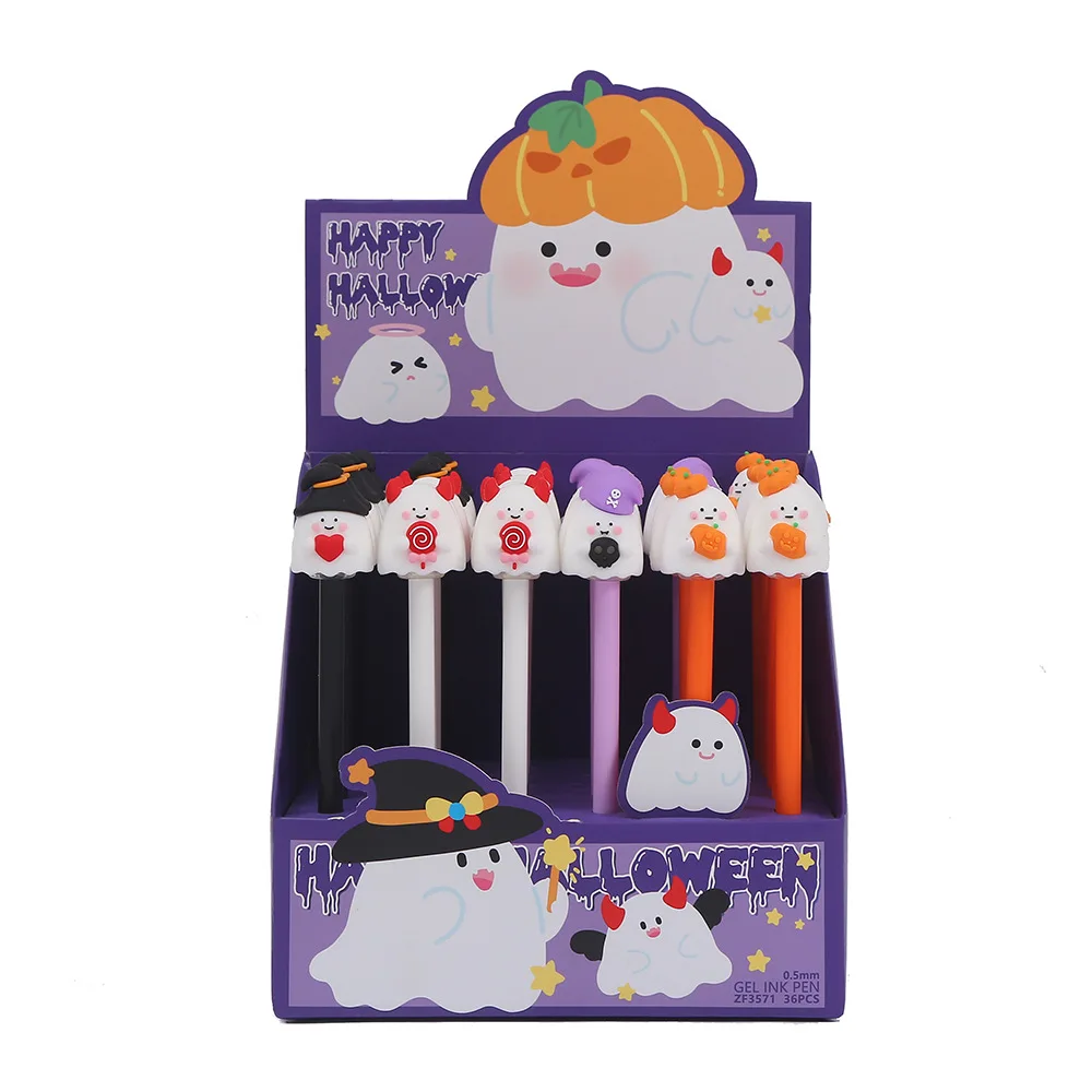 36PCS  Halloween Pumpkin Cartoon Neutral Pen Korean Edition Silicone Shake Water Pen