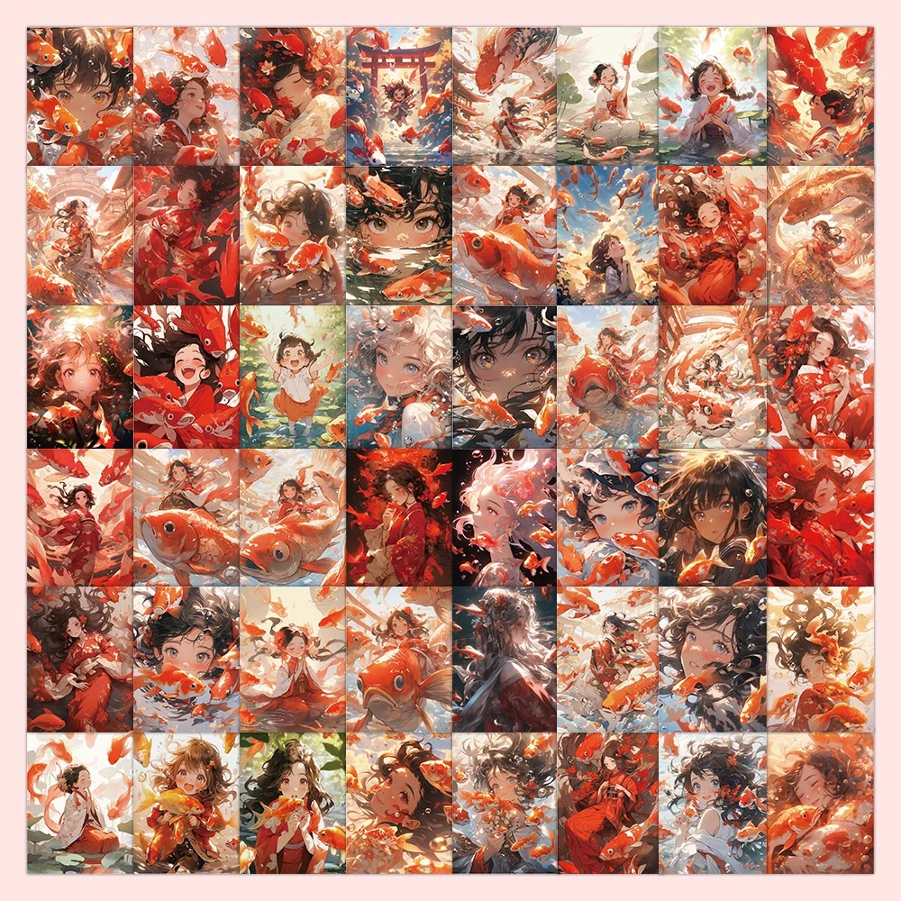 60 قطعة كوي الكارب أنيمي الفتيات مقاوم للماء ملصقات الكتابة على الجدران لخوذة حساب اليد مقلمة الشارات BulingBuling ملصقات مخزن #3