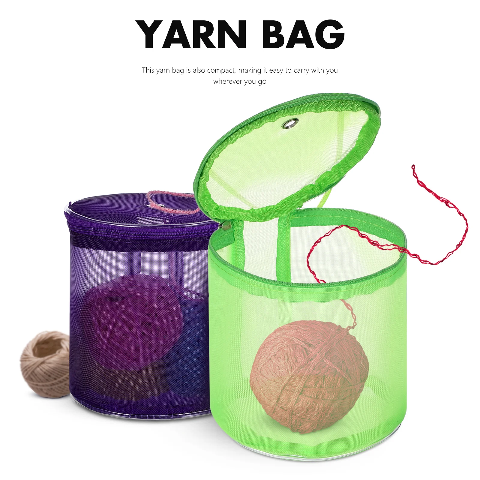 

2Pcs Yarn Storage Bags Compact Mesh Knitting Organizer Portable Zipper Closure Crochet Tools Supplies Storage Tote