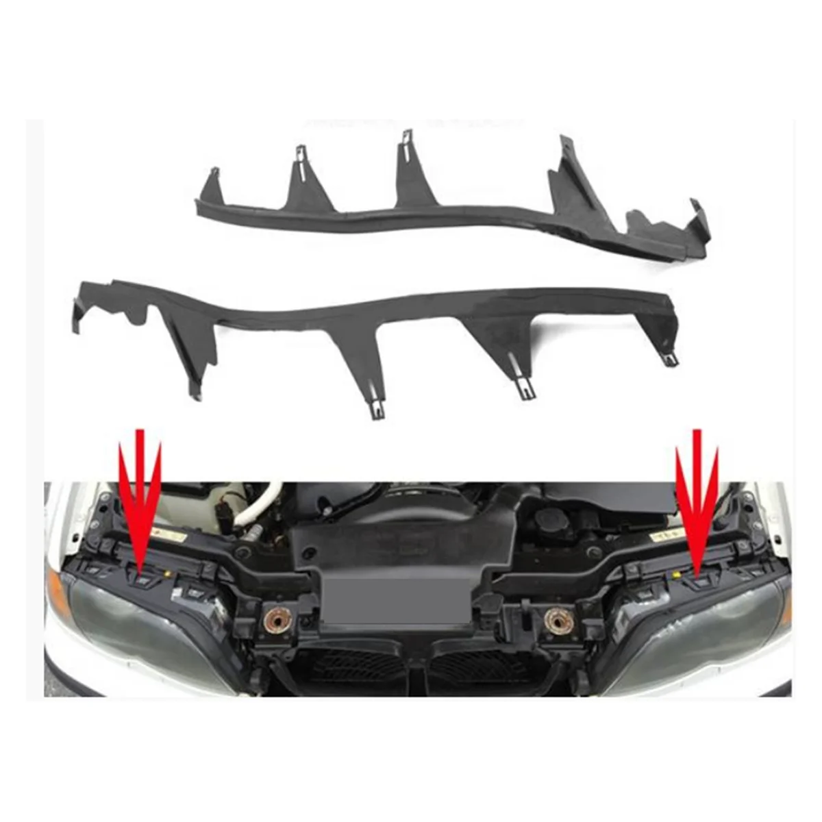 Guarnição da tampa do farol dianteiro e junta da tira de vedação superior 63128384489 , 63128384490   para BMW Série 3 E46 M3 -T45C