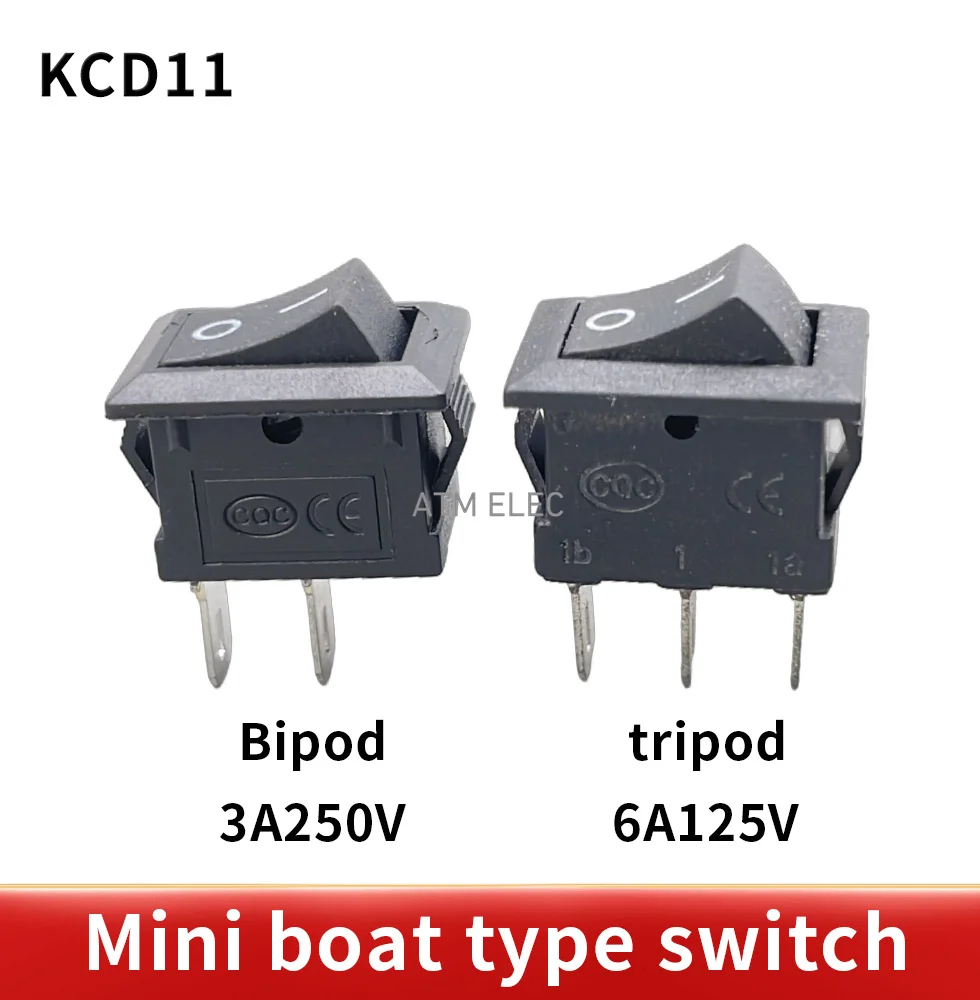 5pcs KCD11-101 10*15， 3A/250V Ship switch  small instrument rocker power button 2 gear 2pin
