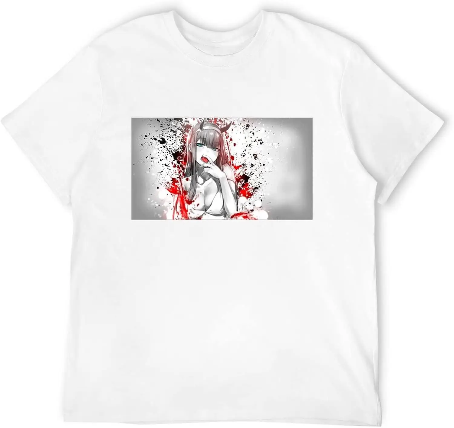 

Men's Short Sleeve T-Shirt FRANXX Zero Two Battle Face [Cotton Fabric, Soft Underwear, Comfortable] Anime Style T-Shirt Clothes