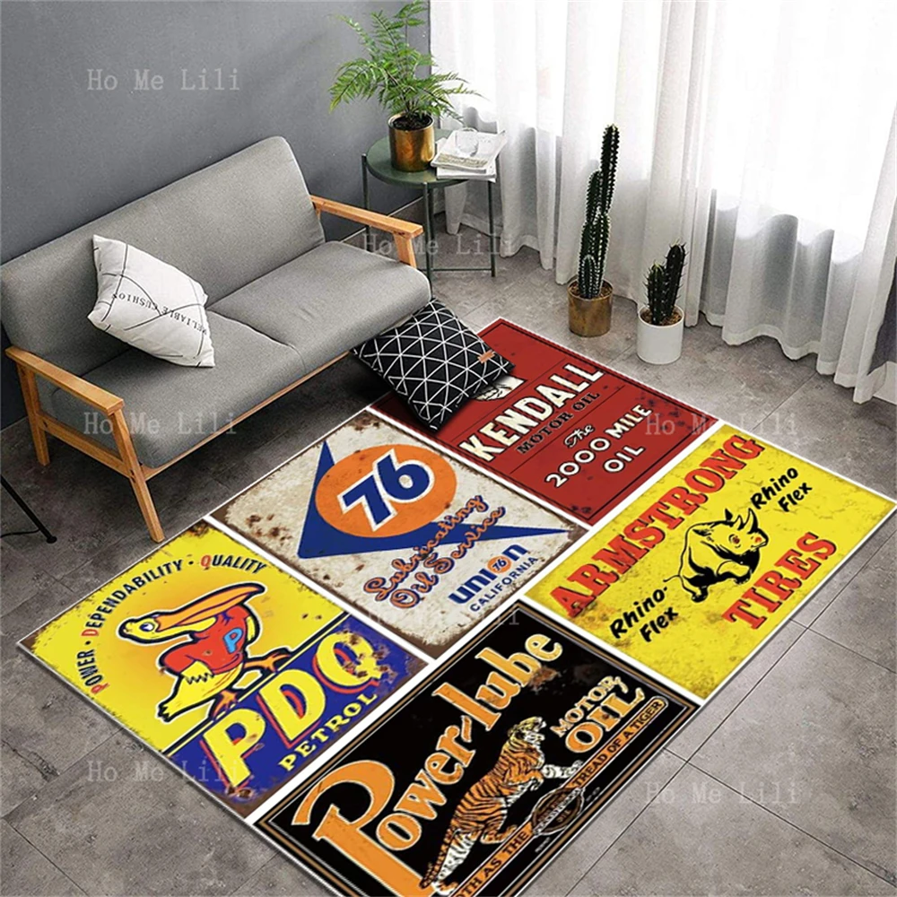 Tin Signage Replicates Vintage Advertising Antique Metal Signage Primitive Forest Animals Carpet Non-Slip Flannel Mat