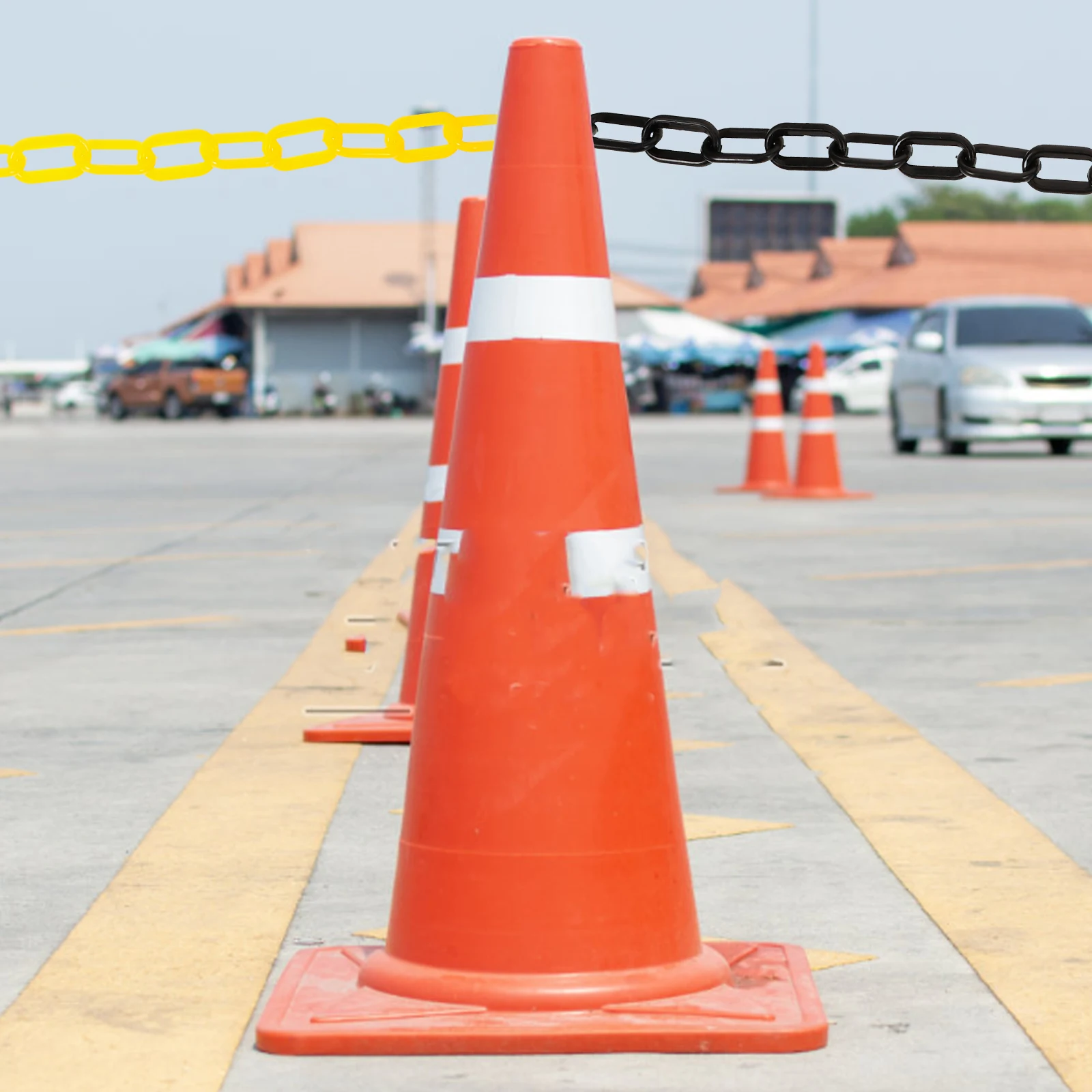 

Plastic Safety Chain 5M Black Yellow Barrier for Crowd Control Parking Lot Isolation Guard Chain Links Traffic Safety