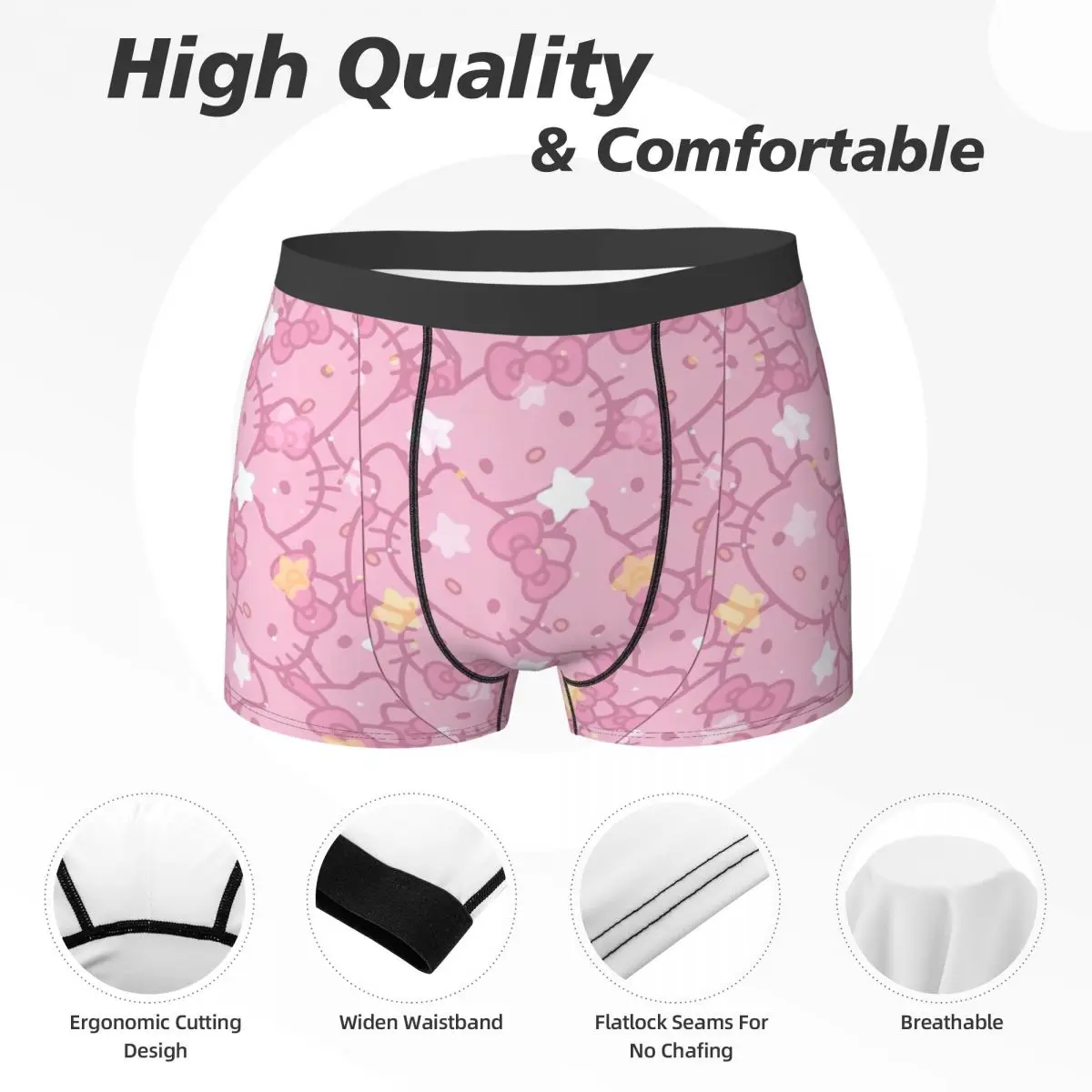 Hello Kitty Underwear Customs Trunk Hot Sale Men\'s Panties Sexy Soft Shorts Briefs Gift