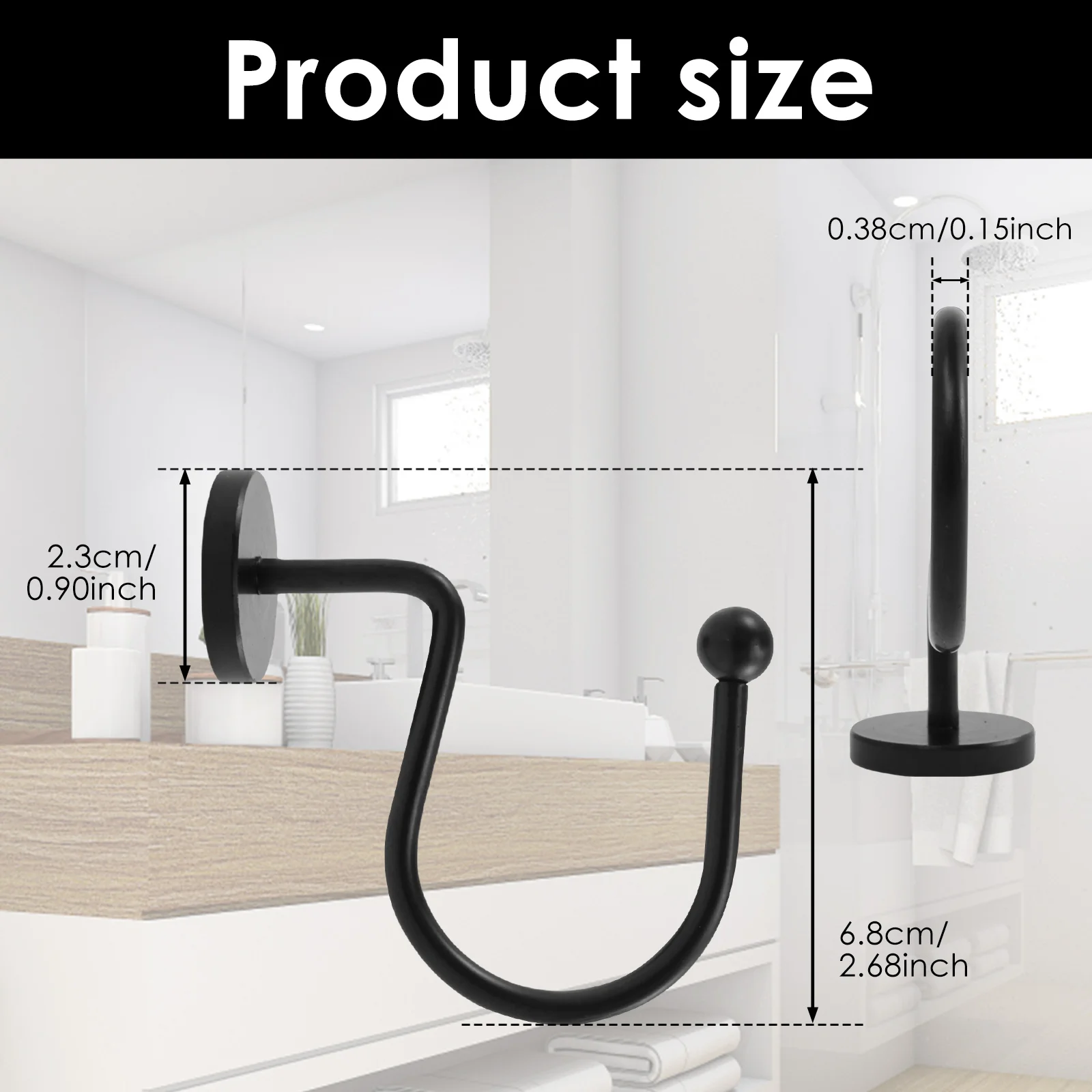 12Pcs Shower Curtain Hooks Rings Rustproof Smooth Glide Metal Shower Hooks for Shower Curtain Liner Bathroom Shower Rod Hook
