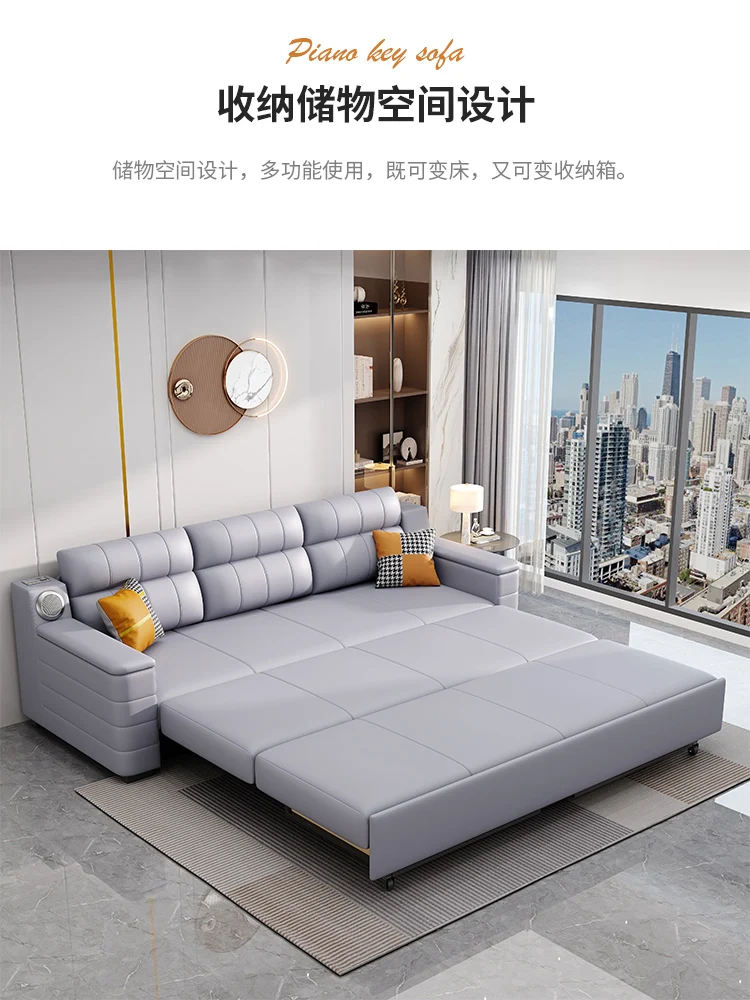 Small apartment simple multi-functional sofa bed for double foldable cat's paw cloth storage single telescopic bed