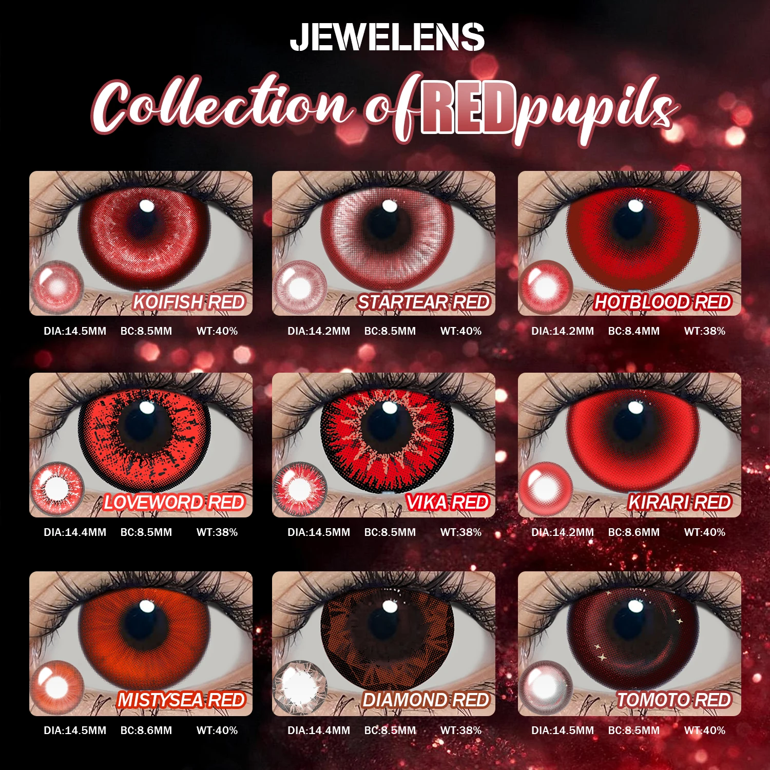JeweLens Rot Farbe Kontakt Koreanische Große Augen Objektiv Vampir Cosplay Kontakte Neu Kommen Make-Up Hohe Qualität Schnelle Lieferung