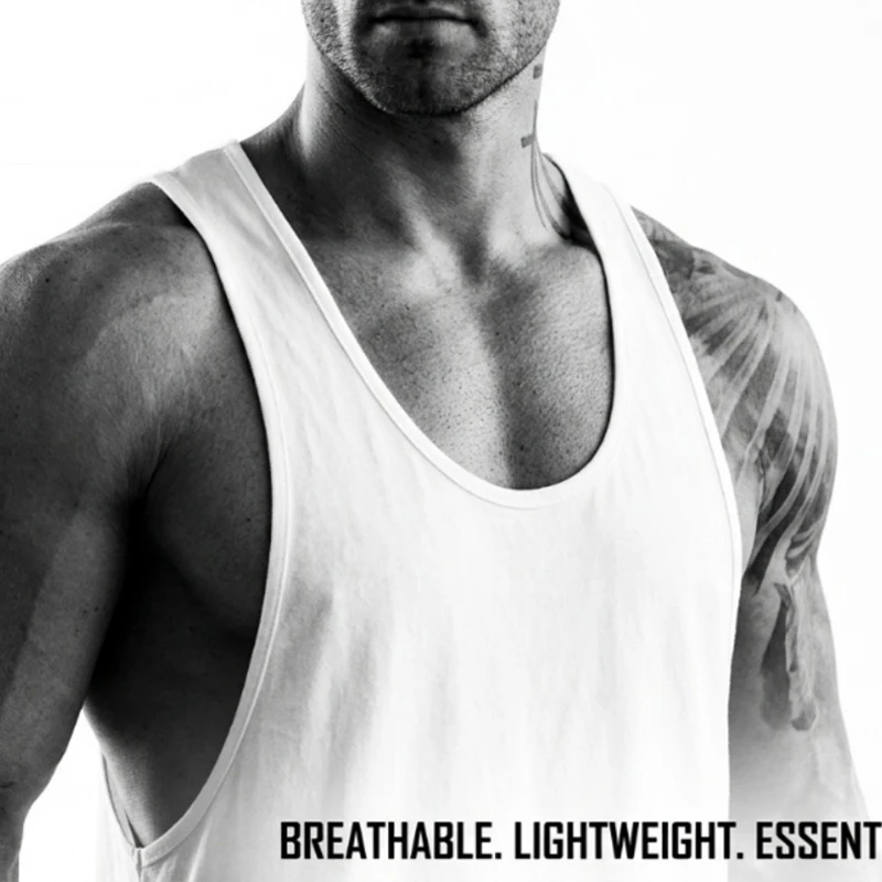 Men's New Summer Tank Top Cotton Sleeveless Square Collar Gym Exercise T-Shirt Breathable Comfortable Casual Sports Vest for Men