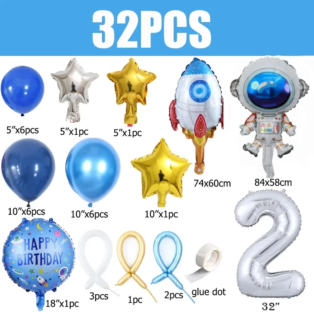 32pcs Space Party Decorations Balloon Set Universe Space Planets Party Supplies Rocket Astronaut Latex Balloons for Boys Kids