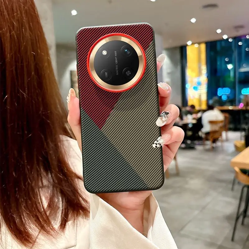 Para Honor Magic 7 Pro Magic7 Lite Funda de lujo Kevlar triángulo agradable a la piel Funda de PC para Honor Magic7 Lite Funda a prueba de golpes