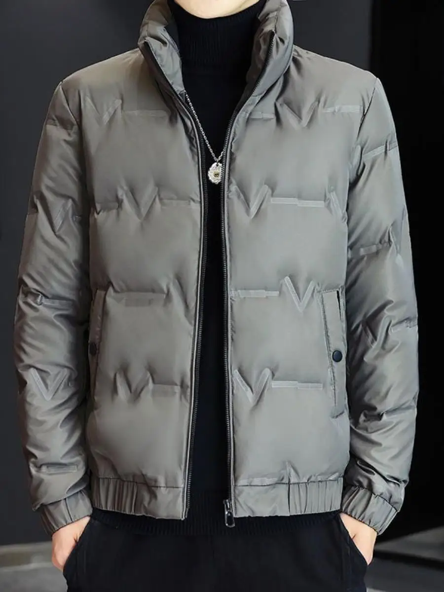 

Мужская короткая куртка-пуховик с воротником-стойкой, легкая, повседневная, теплая верхняя одежда в корейском стиле, модная зимняя куртка с эффектом стройности