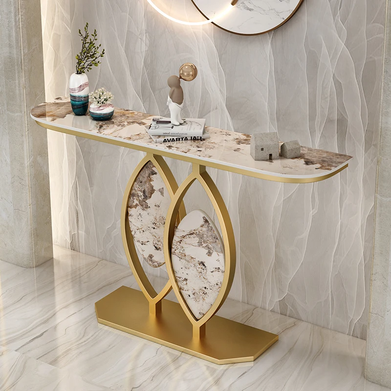 Italian light luxury entrance table, aisle entry entrance entrance cabinet, simple foyer, semi-round end view table, creative ar