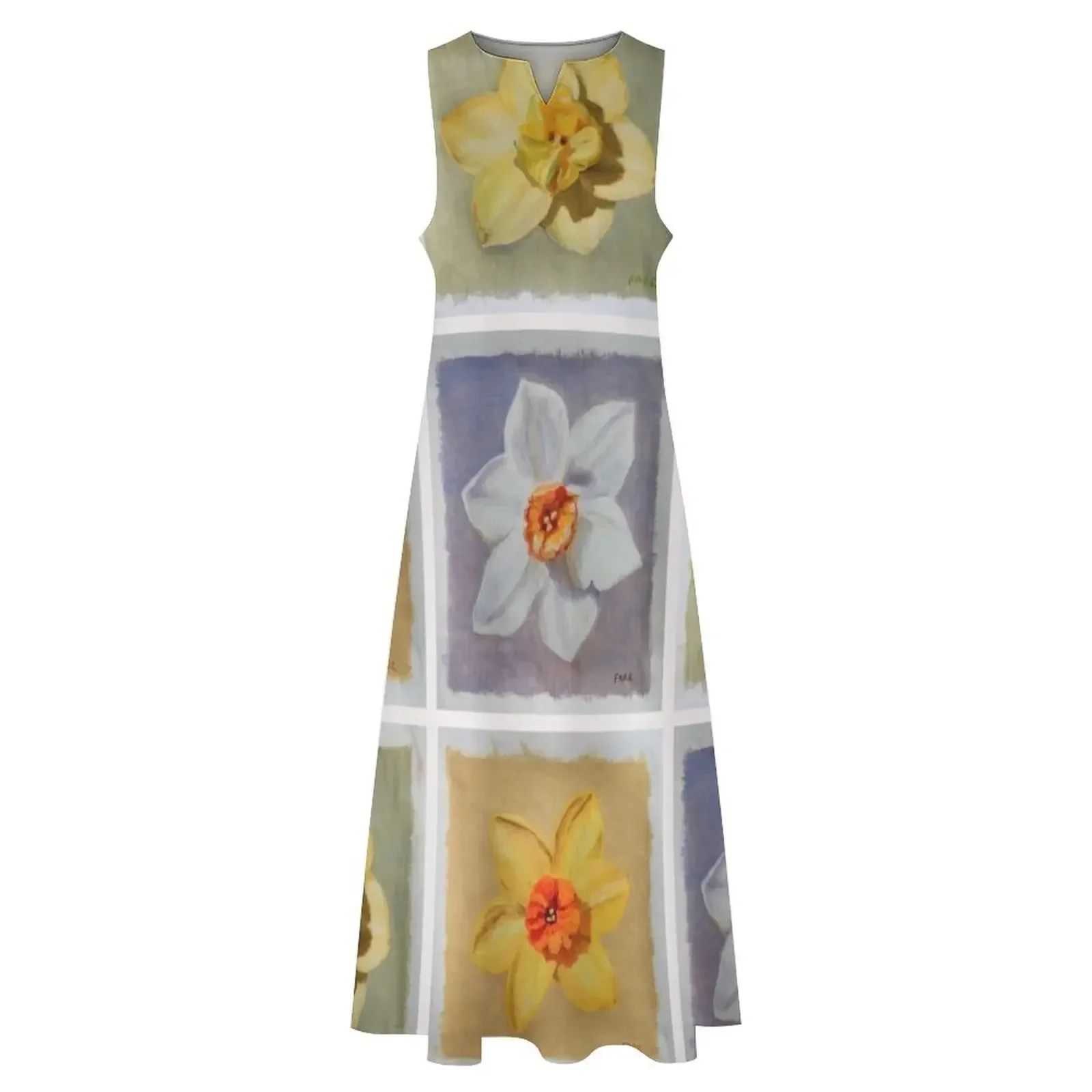 Abito lungo con motivo narciso abito lungo da donna abito estivo con fasciatura abiti da ballo 2025