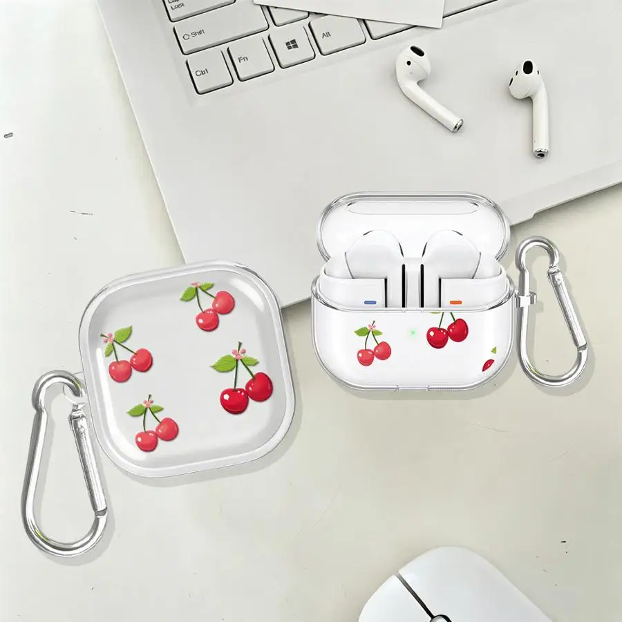 Cherry Cool Clear Earphone Cases Cover With Hook Case For Samsung Galaxy Buds 3 FE Live 3Pro 4Pro 4 Pro 2 2Pro