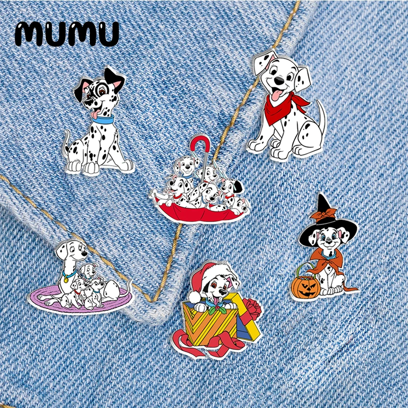 2024 New 101 Dalmatians Dogs Lapel Pin Puppy Acrylic Brooches Handmade Epoxy Jewelry Shirt Bag Badge