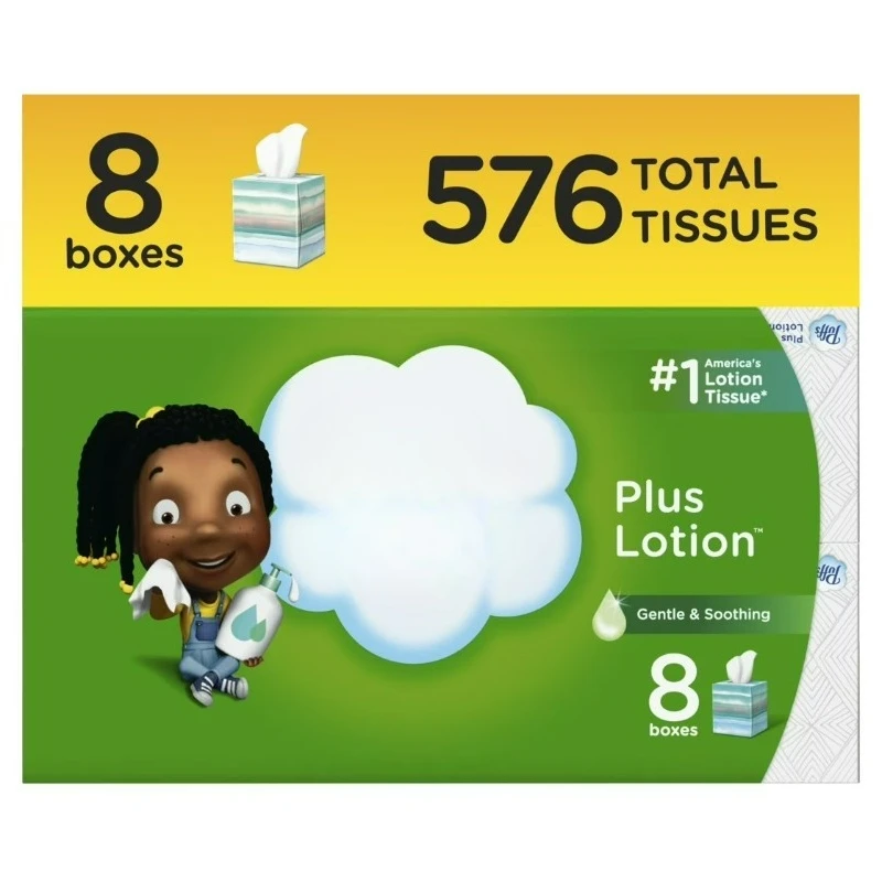 

Lotion Facial Tissue, 8 Cube Boxes, 72 Tissues Per Box