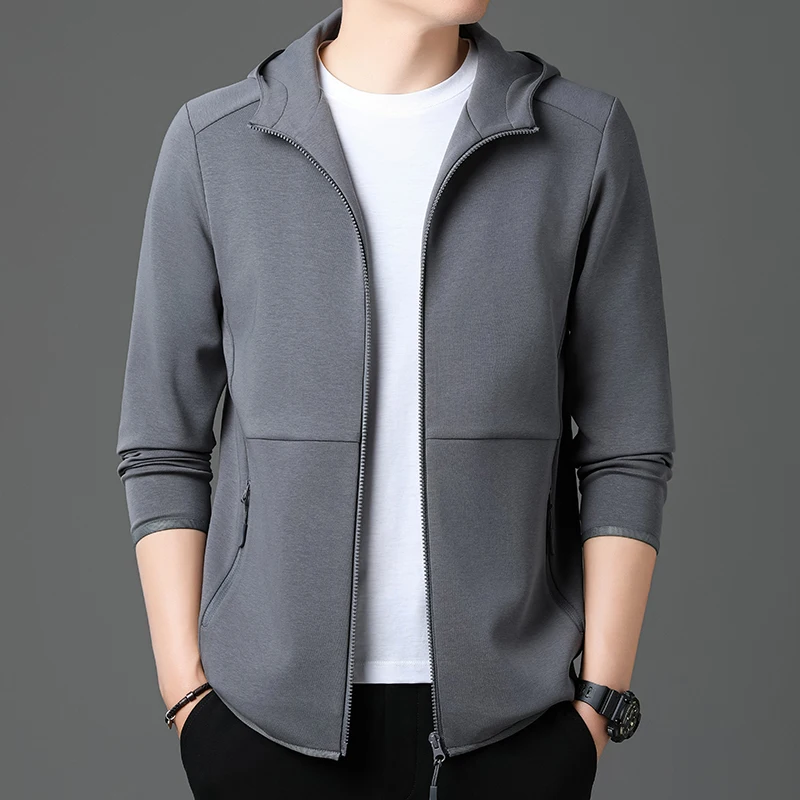 

High Brand Men's Hoodies Sweatshirt 2024 Spring Casual Zipper Jacket Cottron Coat Long Sleeve Male Hooded Cardigan Zipper Up