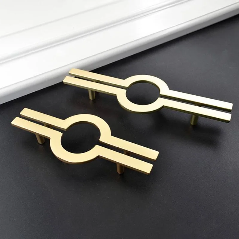 Modern Simple Golden Zinc Alloy Brushed Gold Handle Cabinet Drawer Knob  kitchen Cupboard Door Pull Half Moon Furniture Handles