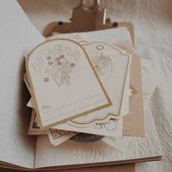 40 Pcs Classic Flower Label Memo Pad Cardstock Craft Paper Junk Journal Ephemera DIY Collage Scrapbooking Material Paper Pack