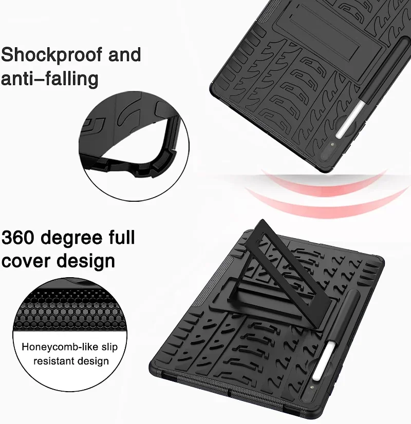 Dwuwarstwowe, odporne na wstrzฤ
sy, wytrzymaลe etui do Samsung Galaxy Tab S8 Plus S7 FE 12,4 \