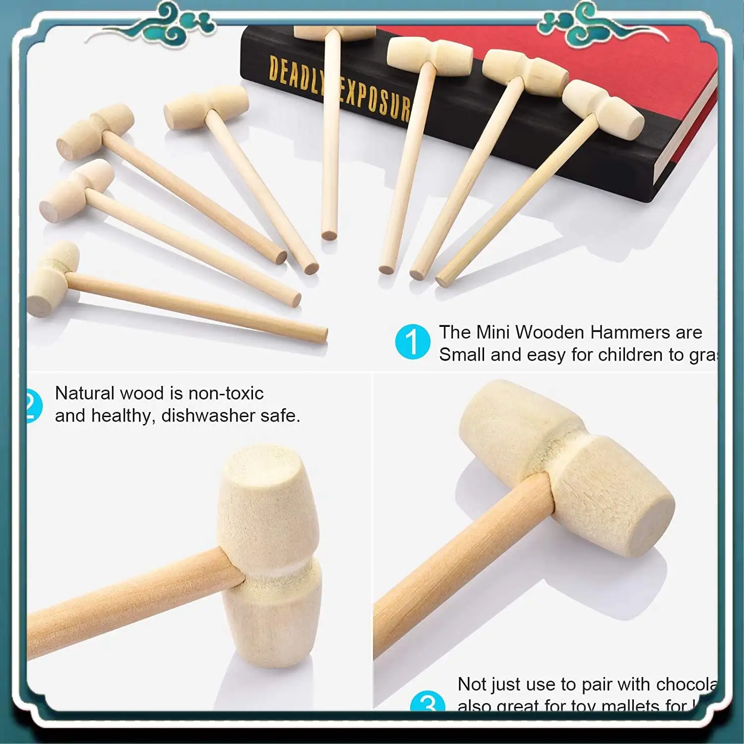 20Pcs Wood Hammers, Wooden Hammer For Chocolate, Multi-Purpose Solid Natural Mini Wooden Hammer For Seafood Crab Lobster Limited