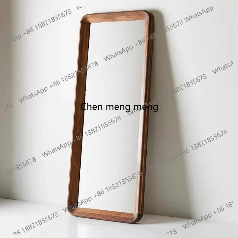 

French Style Retro Solid Wood Frame Full-Body Mirror Home Use Floor-Standing Mirror Nordic Style High Definition Clothing Mirror