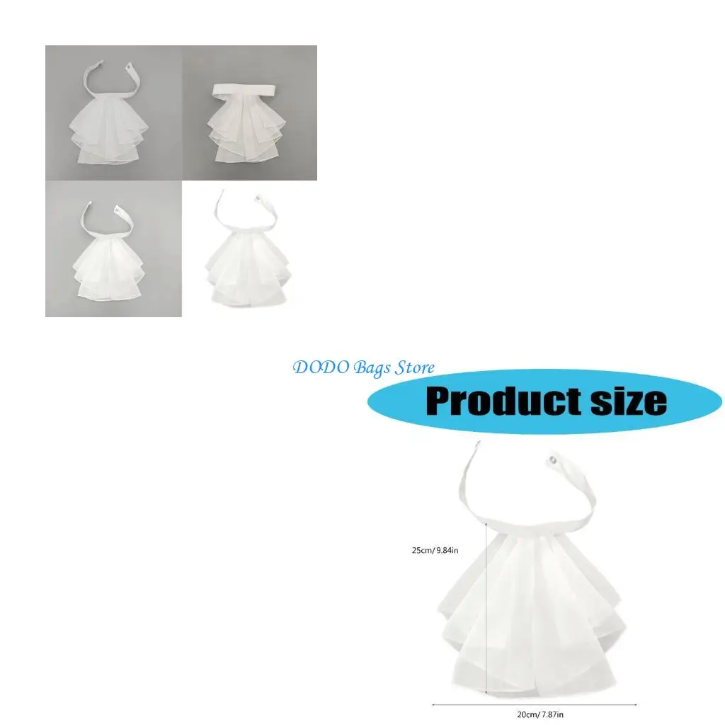 طوق متعدد الطبقات مكشكش قابل للإزالة لتزيين طوق الرقبة لحفلات الزفاف ذات الطابع الفيكتوري والمناسبات