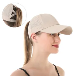 Gorras de béisbol para mujer, sombreros de malla transpirable, visera para el sol, deportes al aire libre europeos, cola de caballo entrecruzada, Verano